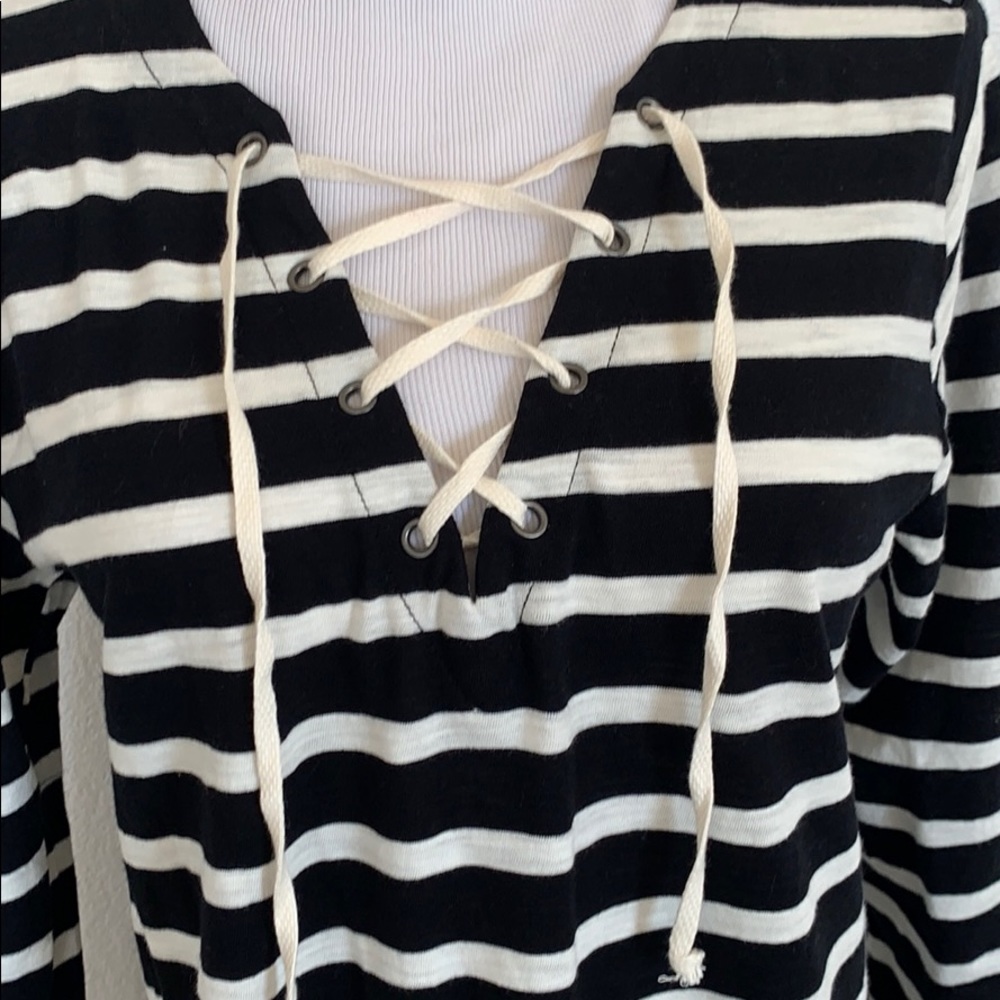 Striped lace up tee - Picture 2 of 6
